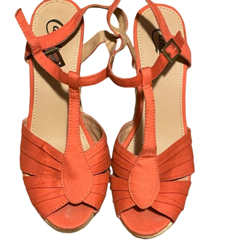 NWOT Candies orange wedge open toe sandal